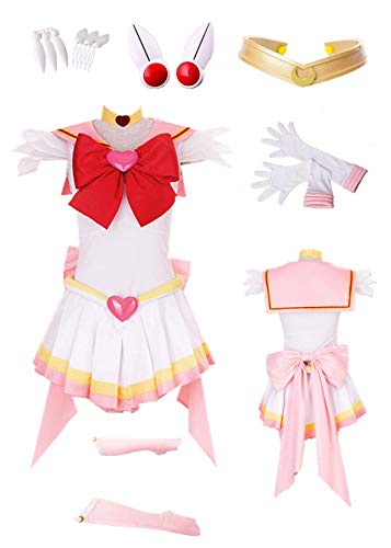 MANMICOS US-Größe Anime Sailor Chibi Mond Cosplay Halloween Kostüm Kleine Lady Chibiusa Halloween Anzug, rose, 50 von MANMICOS