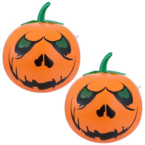 Aufblasbare Halloween Kürbisse, 2 Stück PVC Außen Kürbis Ballon Aufblasbarer Kürbis 40 cm, Zum Aufhängen Dekoration Halloween für Rasen Innenbereich Erntedankfest von MAOSHYMS