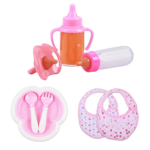 MAOSHYMS Babypuppe Fütterungsset,Magische Flasche,Puppenzubehör,Schnuller, Teller, Löffel,Gabel, Baby Puppenflasche MAOSHYMS Babypuppe Fütterungsset,Magische Flasche,Puppenzubehör,Schnuller, Teller, Löffel,Gabel, Baby Puppenflasche von MAOSHYMS