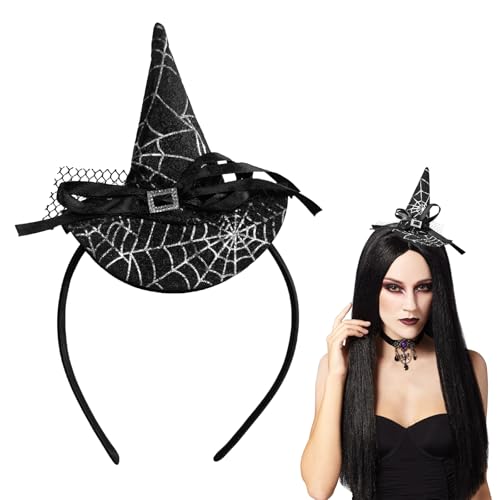 MAOSHYMS Hexenhut Haarreif,Halloween Hexenhut Stirnband,Halloween Stirnband Kinder Damen Kopfbedeckung, für Halloween Dekoration Cosplay Kostüm (Schwarz A) von MAOSHYMS