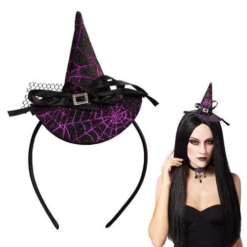MAOSHYMS Hexenhut Haarreif,Halloween Hexenhut Stirnband,Halloween Stirnband Kinder Damen Kopfbedeckung, für Halloween Dekoration Cosplay Kostüm (Schwarz B) von MAOSHYMS