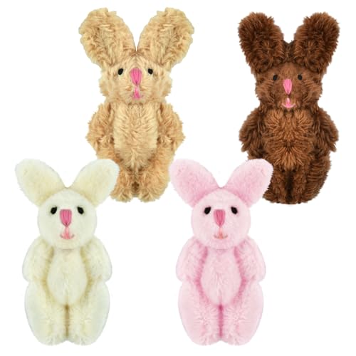 MAOSHYMS Mini Kaninchen, 4 Stück Mini Plüsch Hase,4.5cm Mini Plüsch Klein Hase,Mini Joint Kaninchen Plüsch Hase Kinder Anhänger Puppe Geschenke,Ostern (Farbig 4) von MAOSHYMS