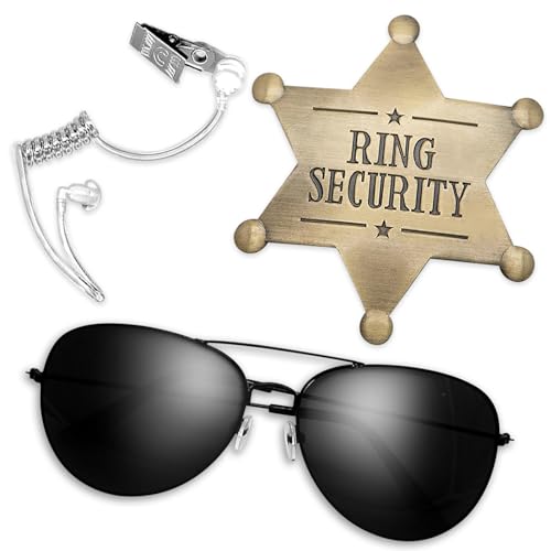 MAOSHYMS Spion Kostüm Zubehör,Geheimdienst Kostüm Set,Schwarze Sonnenbrille, Ohrstück,Polizeimarke, Spion Kostüm Zubehör für Männer Frauen Rollenspiel Zubehör MAOSHYMS Spion Kostüm Zubehör,Geheimdienst Kostüm Set,Schwarze Sonnenbrille, Ohrstück,Polizeimarke, Spion Kostüm Zubehör für Männer Frauen Rollenspiel Zubehör von MAOSHYMS