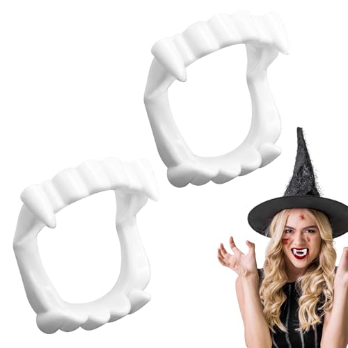 Vampir Zähne,Kinder Vampirzähne, Einziehbare Vampir Zähne, Halloween Vampir Zähne,für Kinder Erwachsene Halloween Fasching Party (Weiß A) von MAOSHYMS