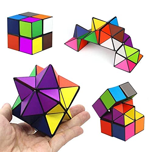 2 in 1 Mehrfarbig Zauberwürfel Set,Stern Zauberwürfel,Infinity Würfel,Knobelspiel für Stress und Angst Abbauen,3D Puzzle Magic Star Cube für Erwachsene und Kinder von MAOZHOU