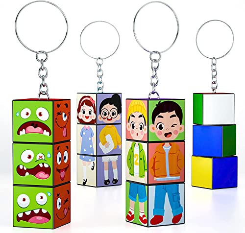 MAOZHOU Zauberwürfel Schlüsselanhänger Set,1x3 Mini Würfel Schlüsselanhänger Spielzeug,3D Puzzle Würfel Magic Cube Set Stressabbau Geschenk für Kinder und Erwachsene - 4 Stück von MAOZHOU