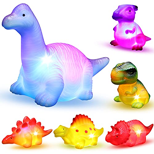LYKJ-COLORS Badespielzeug Baby, Badefiguren Kinder Leuchtend Wasserspielzeug Badewanne Dinosaurier Schwimmfähige Lichteffekte für Jungen Mädchen ab 6 Monaten von MAPIXO