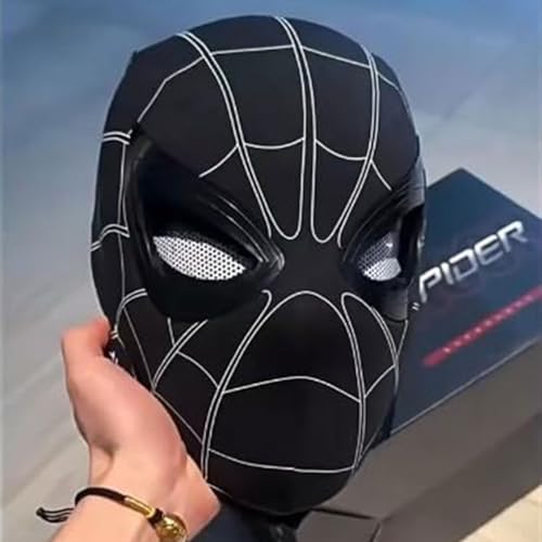 MAQRLT Spider Hero Maske mit beweglichen Augen, realistische Spinne Super Hero Vollmaske Bewegliche Linsen Cosplay, Realistische Maske Kostüm für Cosplay (Schwarz) von MAQRLT