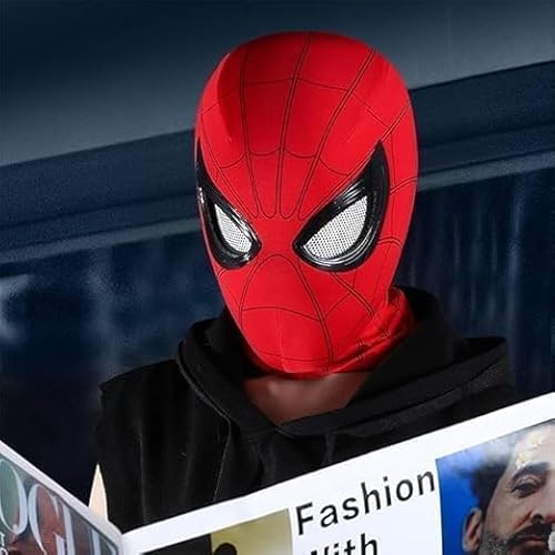 MAQRLT Spider Hero Maske mit beweglichen Augen, realistische Superhelden-Vollmaske Bewegliche Linsen Cosplay, Realistische Maske Kostüm für Cosplay (Rot) von MAQRLT