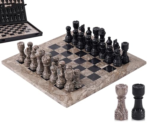 12 Inch Marble Chess Set, Handmade Ocean and Black Chess Sets for Adults - Marble Board Game for Family with Storage Box and 2 Extra Queens 12 Inch Marble Chess Set, Handmade Ocean and Black Chess Sets for Adults - Marble Board Game for Family with Storage Box and 2 Extra Queens von MARBLE RANGE