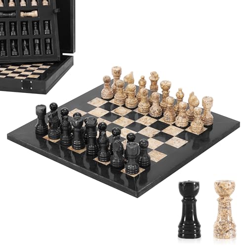 Marble Chess Set 25.4 cm Inches Black & Coral Handmade Chess Sets for Adults - Marble Board Game for Family with Storage Box & 2 Extra Queen, Ideal Travel Chess Set & Home Decor Marble Chess Set 25.4 cm Inches Black & Coral Handmade Chess Sets for Adults - Marble Board Game for Family with Storage Box & 2 Extra Queen, Ideal Travel Chess Set & Home Decor von MARBLE RANGE