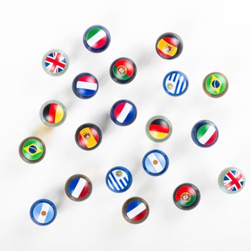 MARBLEFLAGS Luxury 20 Murmeln für Kinder aus Glas mit Flaggen von Ländern zum Sammeln oder Spielen mit Vtech Schaltungen oder HAPE Holz, Größe 16 mm (Champions Collection) von MARBLEFLAGS