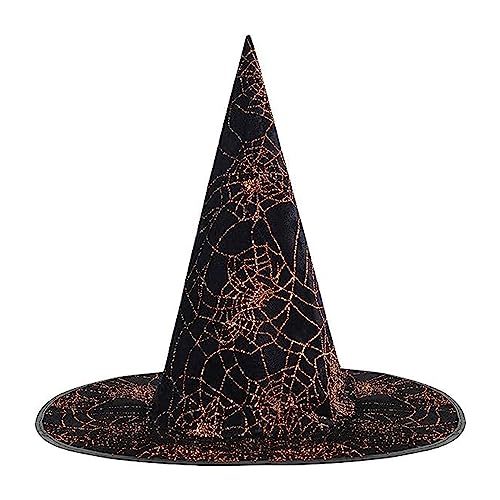 MARCBUSE Hautfreundlicher Stoff-Hexenhut mit Lametta für Halloween, Erwachsene, Haarschmuck, Aufführungen, Karneval, Partyzubehör von MARCBUSE
