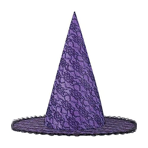 MARCBUSE Hautfreundlicher Stoff-Hexenhut mit Lametta für Halloween, Erwachsene, Haarschmuck, Aufführungen, Karneval, Partyzubehör von MARCBUSE