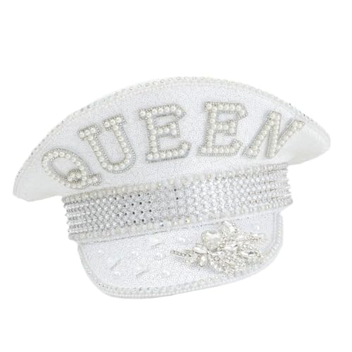 MARCBUSE Jeweled Captain Hat Heavy Crystal Bridal Hat Surprise Girl Boys Bride For Carnivals Music Festival Fashion von MARCBUSE