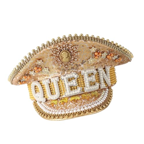 MARCBUSE Jeweled Captain Hat Heavy Crystal Bridal Hat Surprise Girl Boys Bride For Carnivals Music Festival Fashion von MARCBUSE