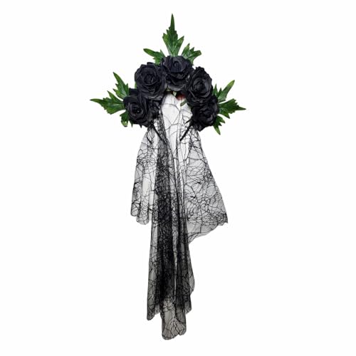 MARCBUSE Punk Styles Haarband verziert mit roten künstlichen Rosen und Netz, Cosplays, Haarreif Styling-Zubehör für Outfits, verstellbares Haarband für Erwachsene MARCBUSE Punk Styles Haarband verziert mit roten künstlichen Rosen und Netz, Cosplays, Haarreif Styling-Zubehör für Outfits, verstellbares Haarband für Erwachsene von MARCBUSE