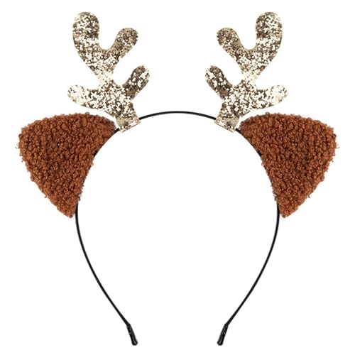 MARCBUSE Rentiergeweih Stirnbänder Set Weihnachten Ohren Kopfschmuck Frauen Kinder Haarreifen für Urlaub Partys und Cosplay Event von MARCBUSE