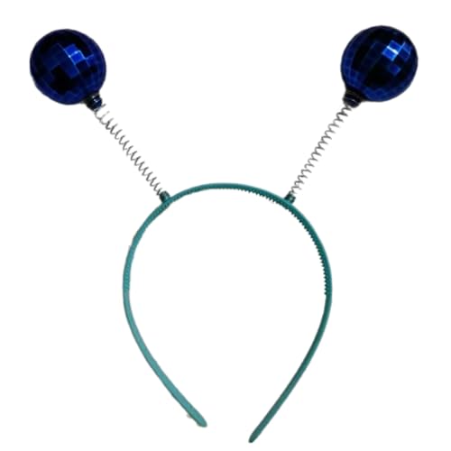 MARCBUSE Silbernes Alien-Stirnband mit schwingenden glitzernden Kugeln, Kopfschmuck, Haarschmuck, Kopfbedeckung für Cosplay, Königin, Party-Kostüm von MARCBUSE