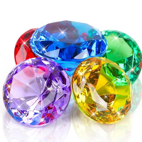 MARFOREVER Extra großes Tauch-Pool-Spielzeug, 60 mm, extra großer Diamant, bunt, Piratenschatz, Tauch-Edelsteine, riesiges Acryl-Diamant-Pool-Edelstein-Set für Sommer, Schwimmen, Party, Gastgeschenke von MARFOREVER
