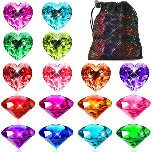 MARFOREVER Großes Pool-Spielzeug, 16 Stück bunte Diamant-Edelsteine, Tauchjuwelen, Pool-Edelsteine mit Netztasche für Strand, Unterwasser-Wurfspiel, Schwimmtraining, Sommerparty-Geschenke MARFOREVER Großes Pool-Spielzeug, 16 Stück bunte Diamant-Edelsteine, Tauchjuwelen, Pool-Edelsteine mit Netztasche für Strand, Unterwasser-Wurfspiel, Schwimmtraining, Sommerparty-Geschenke von MARFOREVER