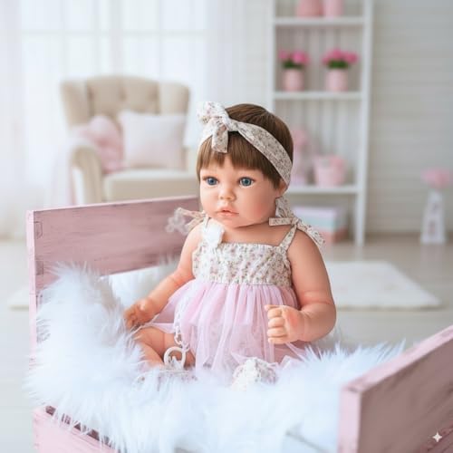 MARÍA JESÚS Reborn Baby Puppen Lebensecht Mädchen 52cm, 2,2Kg, badefähigen und voller Vinylkörper Realistisch Weiches Vinylsilikon, Reborn Babys vollsilikon lebensecht Puppe von MARÍA JESÚS