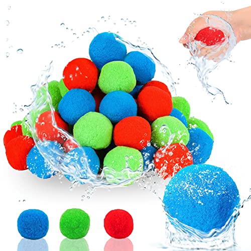 Wasserbomben Wiederverwendbar 30 Stück Wiederverwendbare Wasserbomben Bälle Set Reusable Water Balloon Splash Ball Outdoor Sommer Wasserspielzeug für Party, Wasserpark, Familienspiel von Byhsoep