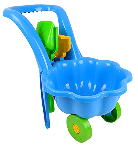 MARMAT Schubkarre Garten Kinder Spielzeug Sandspielzeug Sandkasten + Schaufel + Rechen (Blau) von MARMAT
