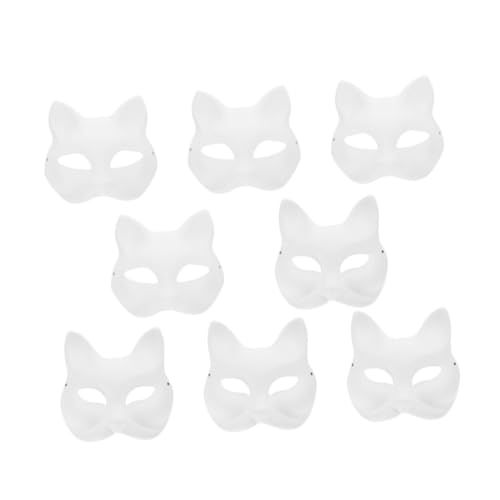 MARMERDO 8st Fuchs-zellstoff-maske Maske Cosplay Karneval-masken-handwerk Diy-malmasken Fuchsmaske Bemalbare Masken Gruselige Wolfsmasken Weiß Papier Geschenk Halloween Männer Und Frauen von MARMERDO