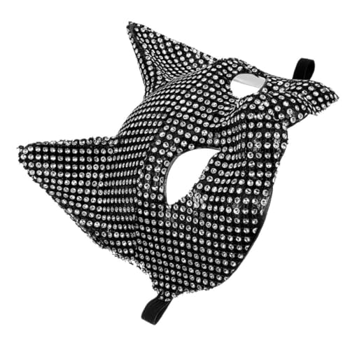 MARMERDO Katzendamenmaske Katzen-gesichtsbedeckung Halloween-masken Strass-fuchs-maske Partymaske Venezianische Maskenstütze Katzenmasken Ohrmaske Venedig-maske Bilden Strasssteine Kleidung von MARMERDO