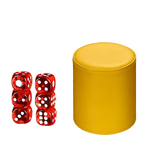 1 Set Würfelbecher Shaker Würfelbecher Set Casino-Thema doppelte Verdickung gelbes Leder Kunststoff mit 6 Würfeln von MARMODAY