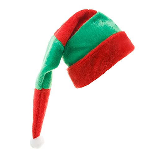 MARMODAY Weihnachts-Elfenmütze, Filz, Glöckchen, Weihnachten, Urlaub, Party, Kostüm, Geschenke, 1 Packung rote und grüne Streifen von MARMODAY