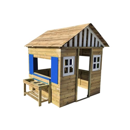 MASGAMES Lollipop XXL-Kinderhaus mit Herd, Autoklav-behandeltes Holz, Level IV zugelassen, für Schulen, Blau von MASGAMES