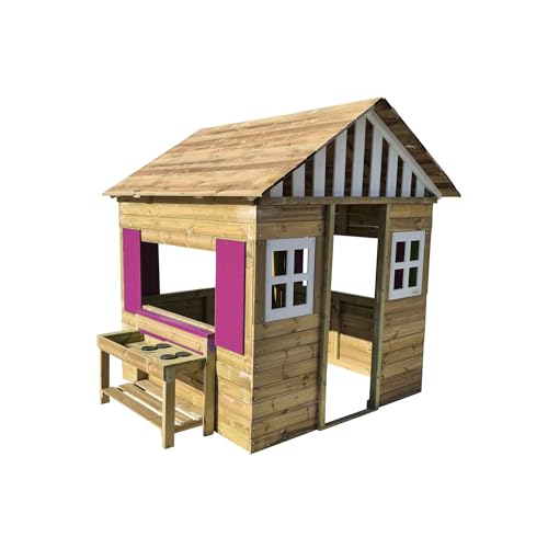 MASGAMES Lollipop XXL-Kinderhaus mit Herd | Autoklav-behandeltes Holz Stufe IV | zugelassen für Schulen | Rosa von MASGAMES