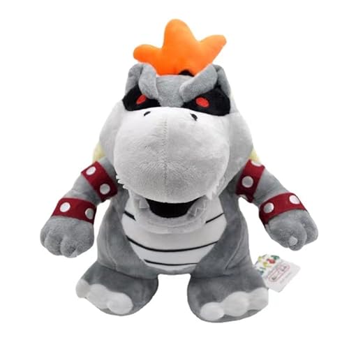 MASINIES Koopa Plüschtier, weiches Stofftier Spielzeug stehender Drache Koopa Bowser Plüschpuppe Plüsch, 25 cm (Grey) von MASINIES