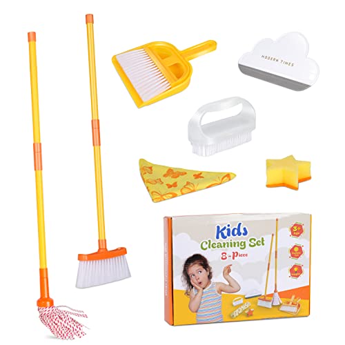 MASTERTOP Kinder Putzset | 8-Teilige Reiniungs Set Haushalt Spielzeug | inkl Besen Kehrschaufel Handfeger Mop Bürsten Lappen Schwamm Gummischaber | Knder Besen Set für Draußen&Innen(ab 3 Jahren) MASTERTOP Kinder Putzset | 8-Teilige Reiniungs Set Haushalt Spielzeug | inkl Besen Kehrschaufel Handfeger Mop Bürsten Lappen Schwamm Gummischaber | Knder Besen Set für Draußen&Innen(ab 3 Jahren) von MASTERTOP