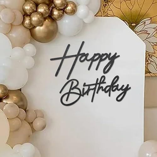 MASTRON Happy Birthday-Schild für Hintergrund – Glitzer-Filz, Happy Birthday-Buchstabenschild für Ballonbogen (Black) von MASTRON