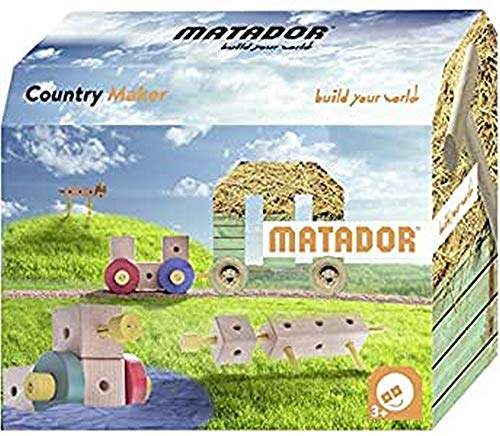 Matador 21510 Maker Country Produktion in Österreich, PEFC-zertifiziertes Holz Konstruktionsbaukasten, holzfarben, bunt, Mittel von Matador