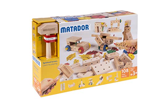 Matador 21108 M108 Baukasten, ab 3 Jahren, holzfarben, bunt Matador 21108 M108 Baukasten, ab 3 Jahren, holzfarben, bunt von MATADOR