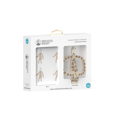 MATCHSTICK MONKEY™ Geschenkset Tier-Beißring Gigi Graffe & Musselin-Tuch von Matchstick Monkey