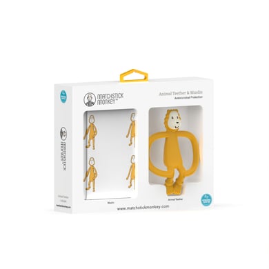 MATCHSTICK MONKEY™ Geschenkset Tier-Beißring Ludo Löwe & Musselin-Tuch von Matchstick Monkey