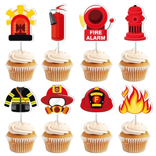32 Stück Feuerwehr Geburtstag Deko Set, Premium Feuerwehr Tortendeko mit Cake Toppern, Cupcake Deko & Feuerwehrauto Figuren, Perfekte Feuerwehr Geburtstag Dekoration für Kinderparty, Kuchen & Torten 32 Stück Feuerwehr Geburtstag Deko Set, Premium Feuerwehr Tortendeko mit Cake Toppern, Cupcake Deko & Feuerwehrauto Figuren, Perfekte Feuerwehr Geburtstag Dekoration für Kinderparty, Kuchen & Torten von MATSOONY
