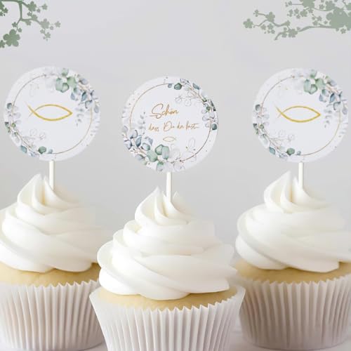 Cake Topper Konfirmation, 48 Stück Fisch Eukalyptus Cupcake Torte Deko, Perfekte Tortendeko für Jungen und Mädchen zur Konfirmation oder Taufe, Personalisierbare Muffin Deko, Ideale Geschenke Cake Topper Konfirmation, 48 Stück Fisch Eukalyptus Cupcake Torte Deko, Perfekte Tortendeko für Jungen und Mädchen zur Konfirmation oder Taufe, Personalisierbare Muffin Deko, Ideale Geschenke von MATSOONY