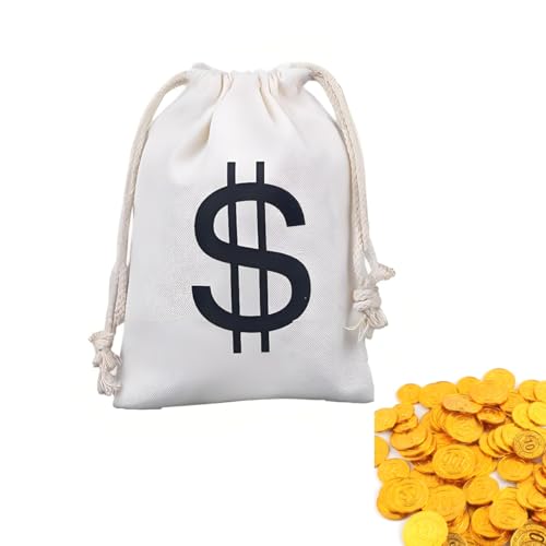 Geldsack mit Dollarzeichen, 20 x 30 cm, Weiß Bankräuber Geldsack für Kostümzubehör, Dollarzeichen Stoffsack ideal für Karneval, Halloween und Cosplay, robuster Münzbeutel mit stilvollem Design Geldsack mit Dollarzeichen, 20 x 30 cm, Weiß Bankräuber Geldsack für Kostümzubehör, Dollarzeichen Stoffsack ideal für Karneval, Halloween und Cosplay, robuster Münzbeutel mit stilvollem Design von MATSOONY