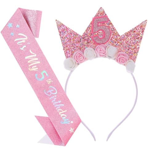 MATSOONY Krone Geburtstag Mädchen, 5 Jahr Geburtstagskrone mit Rosen & Blumen, Prinzessinnen Krone für 5. Geburtstag, Festliches Stirnband für Mädchen, Hochwertige Kinderparty-Deko MATSOONY Krone Geburtstag Mädchen, 5 Jahr Geburtstagskrone mit Rosen & Blumen, Prinzessinnen Krone für 5. Geburtstag, Festliches Stirnband für Mädchen, Hochwertige Kinderparty-Deko von MATSOONY