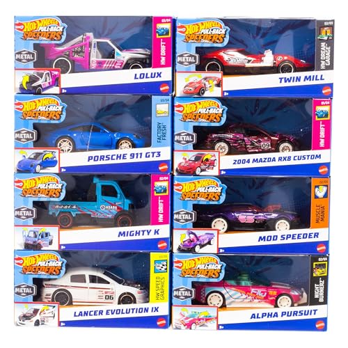 Hot Wheels Pull-Back Speeders Spielzeugauto im Maßstab 1:43, Auto zum Zurückziehen und Loslassen, mit Rolomatic-Motor oder Tür, Kofferraum oder Motorhaube zum Öffnen, Modelle können variieren, HPR70 Hot Wheels Pull-Back Speeders Spielzeugauto im Maßstab 1:43, Auto zum Zurückziehen und Loslassen, mit Rolomatic-Motor oder Tür, Kofferraum oder Motorhaube zum Öffnen, Modelle können variieren, HPR70 von Hot Wheels