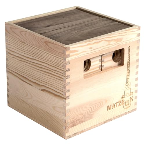 MATZBOX - Montessori Kreativbaukasten - ausgezeichnetes Holzspielzeug - Konstruktionsspielzeug - nachhaltige Natur XL Holzbausteine - großes Spielzeuggeschenk ab 2, 3, 4, 5 Jahren von MATZBOX