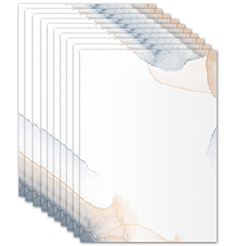 50x Briefpapier DIN A5 beidseitig bedruckt - Blanko Briefpapier Set zum Beschriften und Bedrucken für Hochzeit, Geburtstag, Einladungen (A5, Aquarell) von MAVANTO