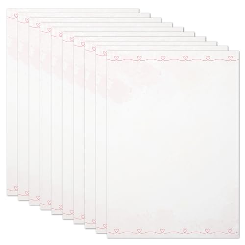 50x Briefpapier DIN A5 beidseitig bedruckt - Blanko Briefpapier Set zum Beschriften und Bedrucken für Hochzeit, Geburtstag, Einladungen (A5, Herzen) von MAVANTO