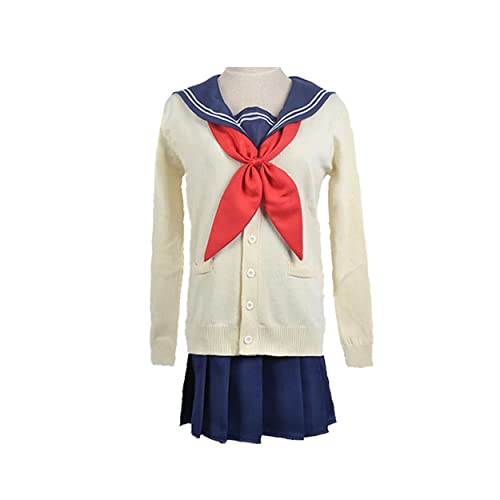 MAVNES Himiko Toga Cosplay Kostüm Kurzarm Uniform Sailor Faltenrock mit Socken Halloween Set,Beige-XXL von MAVNES